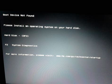 hp 3f0 boot device error